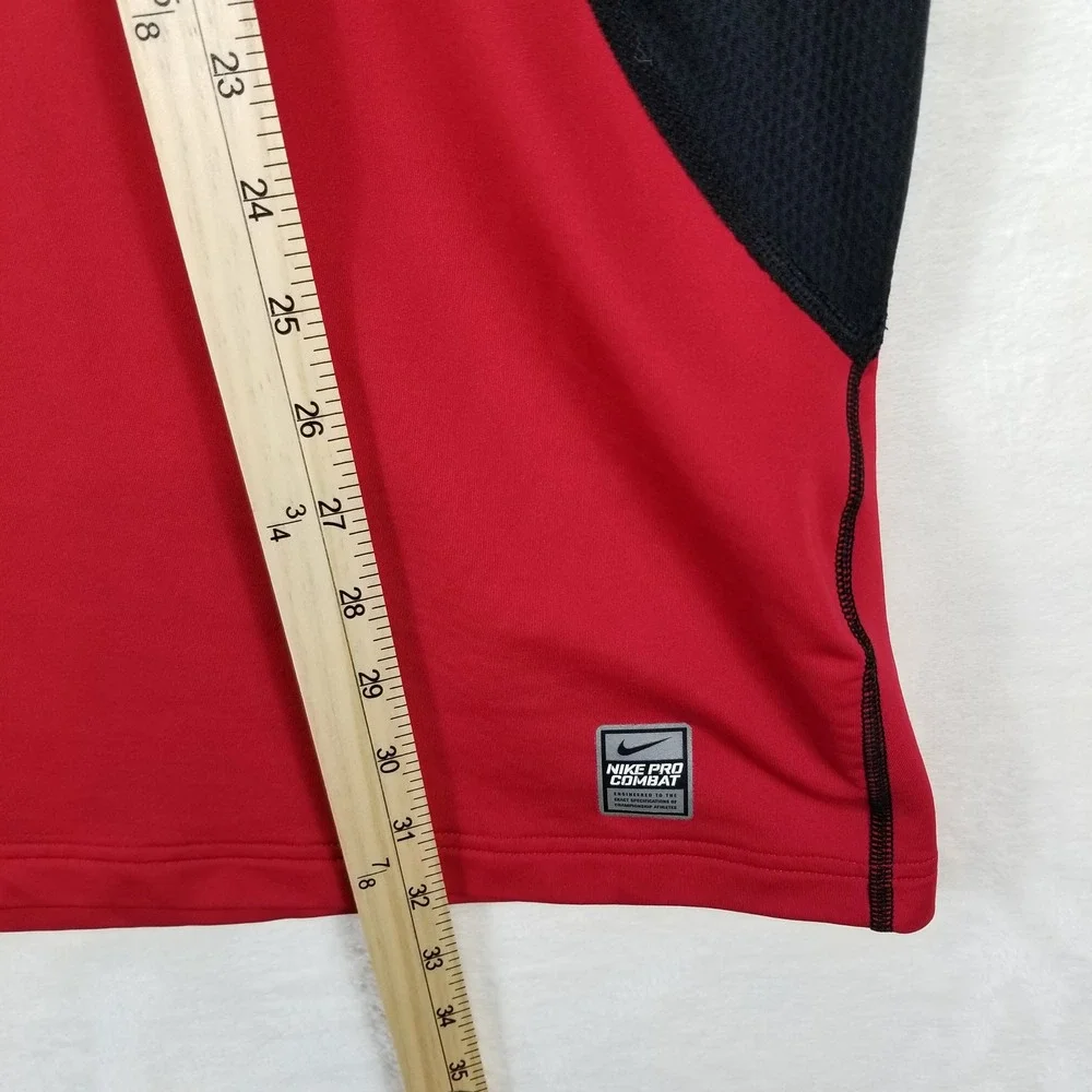 Nike Pro Combat Hyperwarm Dri-FIT‎ Red Black Mock Long Sleeve Shirt 3XL Fitted
